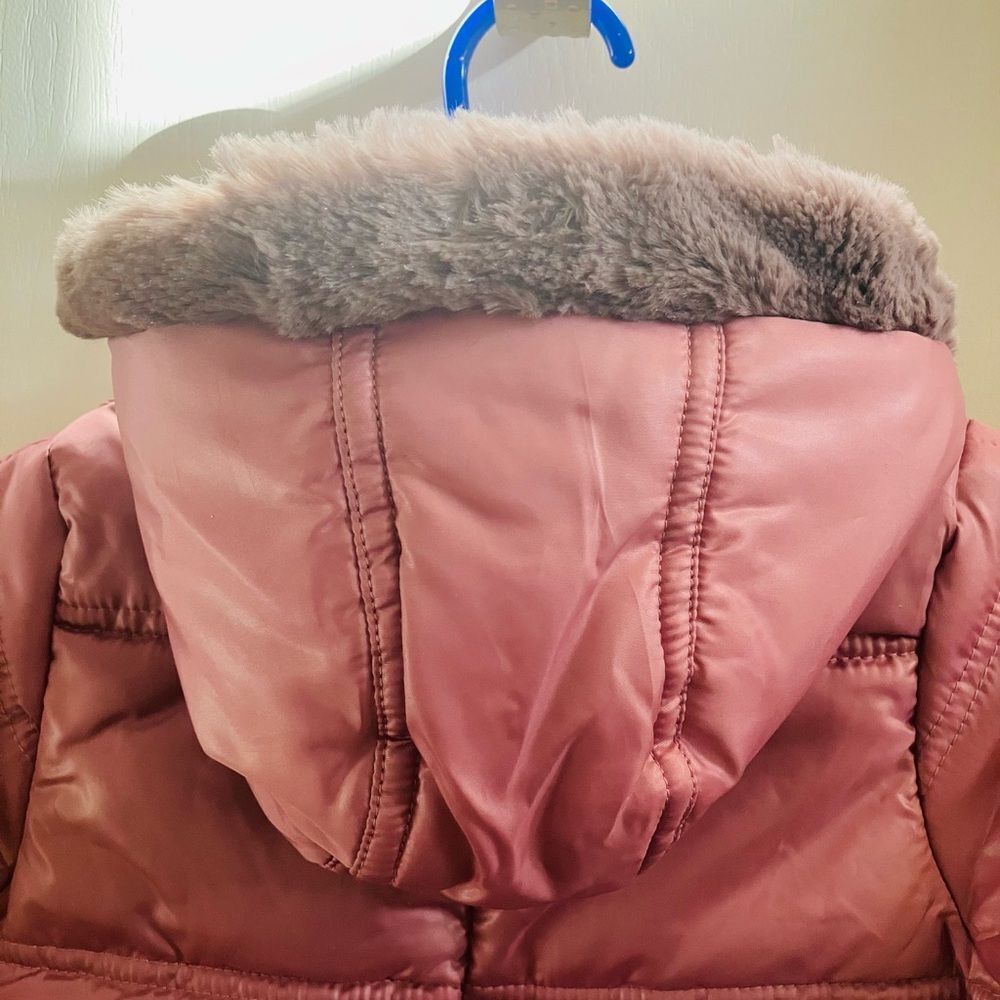 NEW FIRST IMPRESSIONS Baby Girl Bow Faux Fur Trim Mauve Pink Snowsuit. SZ 3-6 mo - Picture 5 of 11